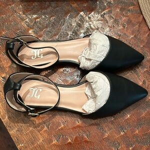 Black flats with ankle strap. Journee Collection Szie 6